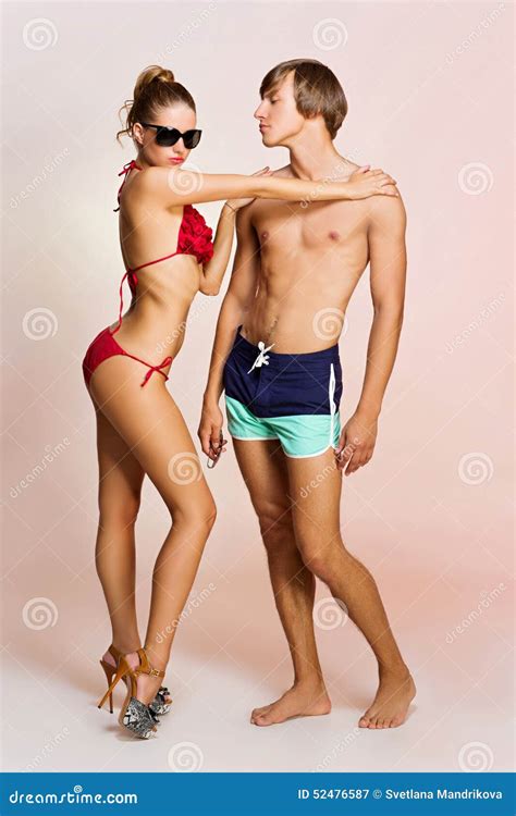 Beautiful Couple In Swimsuits Stock Image Image Of Flirt Leisure 52476587