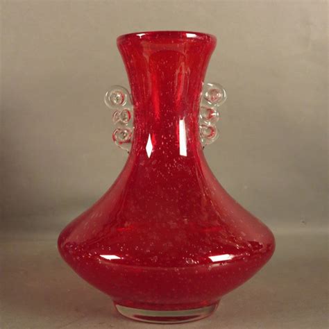 Vintage Red Glass Vase With Handle From Murano 1950s For Sale At Pamono