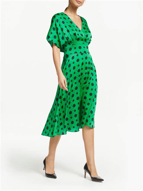 Winser London Satin Wrap Over Dress Emeraldblack At John Lewis And Partners
