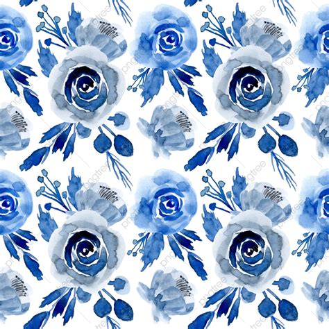Seamless Watercolor Floral Vector Png Images Blue Watercolor Floral
