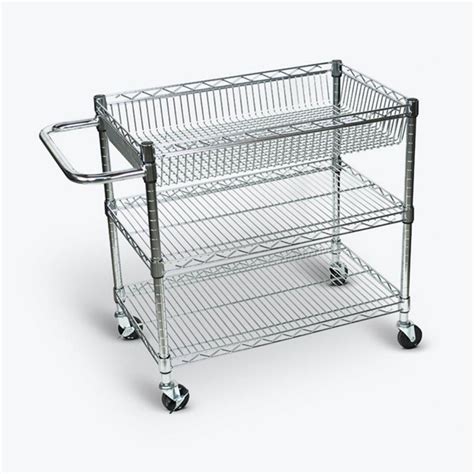 Luxor Large Wire 30 In W X 18 In D X 30 In H Utility Cart Chrome