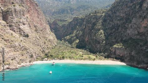 Aerial Drone View To Butterfly Valley And Sea Kelebekler Vadisi Is