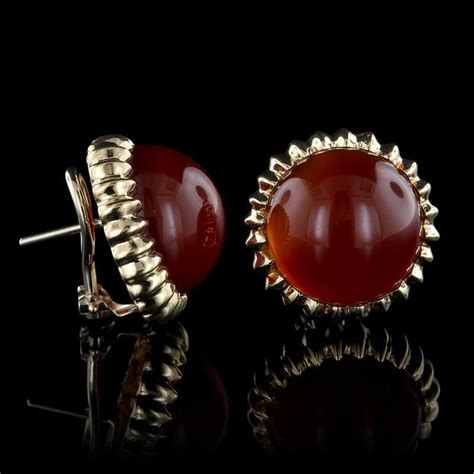 14k Yellow Gold Carnelian Earrings Carnelian Earrings Gold Carnelian 14k Yellow Gold