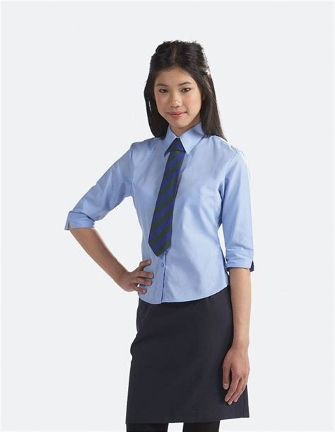 School Blouse 34 Sleeve Tie Collar Blouse Three Quarter Sleeve