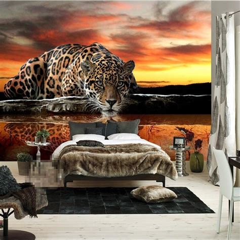 beibehang photo wallpaper high quality tiger leopard silk wall covering elephants living room