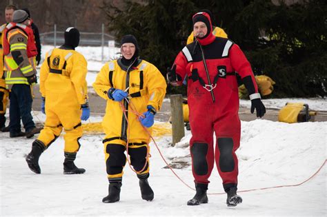 Dowagiac Fire Department Hosts Ice Rescue Training Firefighters Put To