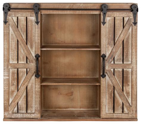 Laurel Cates Rustic Wall Cabinet With Sliding Barn Doors Farmhouse