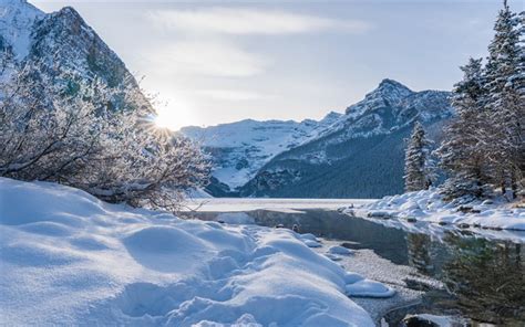Download Wallpapers Lake Louise Rocky Mountains Winter Lake Winter