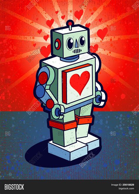 Robot Heart On Chest Vector And Photo Free Trial Bigstock