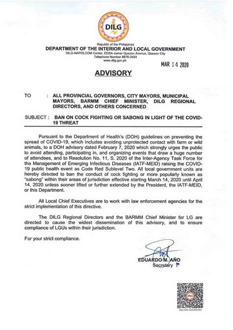 League Of Cities Of The Philippines Dilg Advisories March 2020