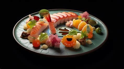 Premium Ai Image Sashimi On The Plate
