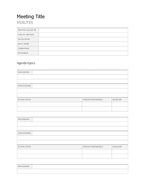 Free Meeting Minutes Template Templates At
