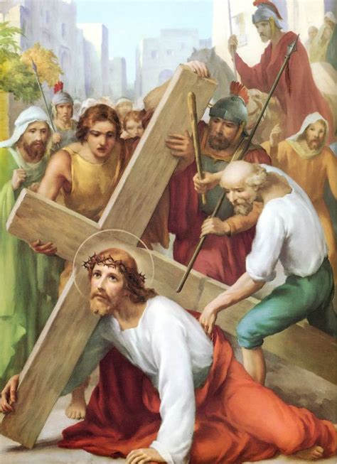 Catholic Prayers Stations Of The Cross Third Station Jesus Falls The First Time