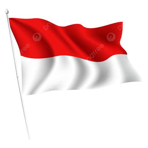 Bendera Vektor Bendera Indonesia Melambai Di Tiang Putih Bendera