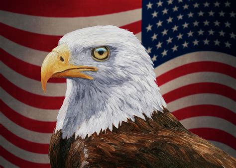 Patriotic Bald Eagle And American Flag Painting By Crista Forest