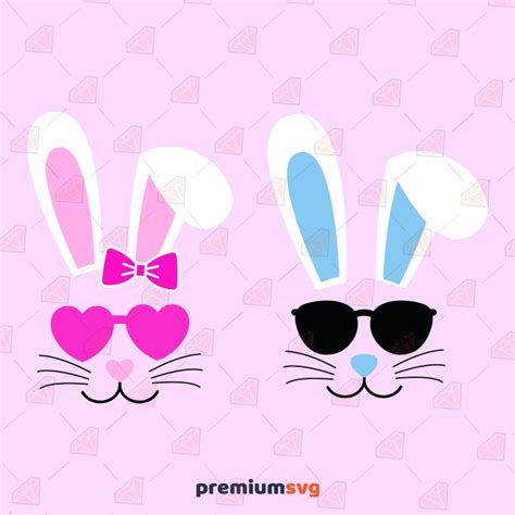 Easter Bunny With Sunglasses SVG, Easter Rabbit Face SVG Cut File