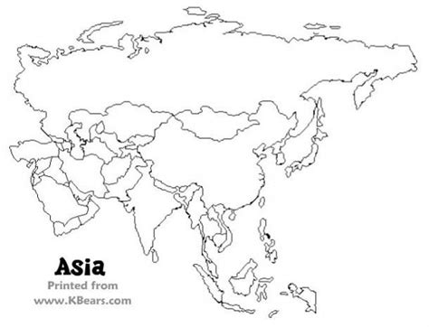 The Asia Map Is Shown In Black And White With An Area Marked For Each