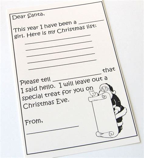 Fill In The Blank Letter To Santa Girl Etsy