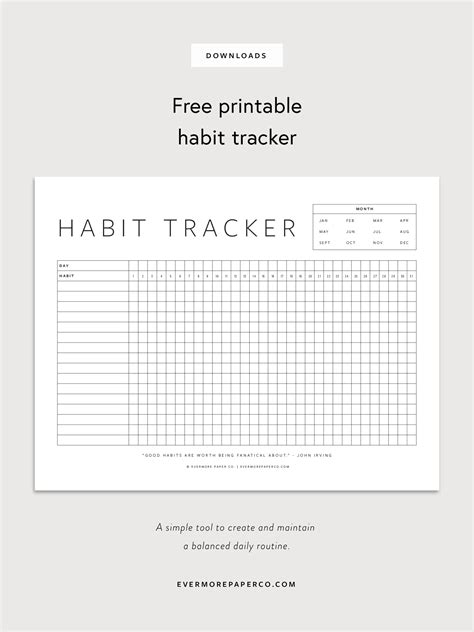 Free Printable Habit Tracker Template Printable Blog