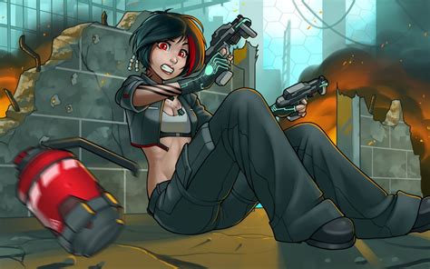 Wallpaper Illustration Gun Women Anime Short Hair Weapon