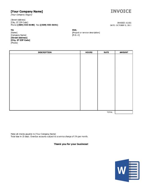 Free Word Printable Invoice Template Uk Blank Sheet Templates Sample