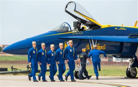 The Navys Top Act Blue Angel Jet Lands In Lincoln To Promote