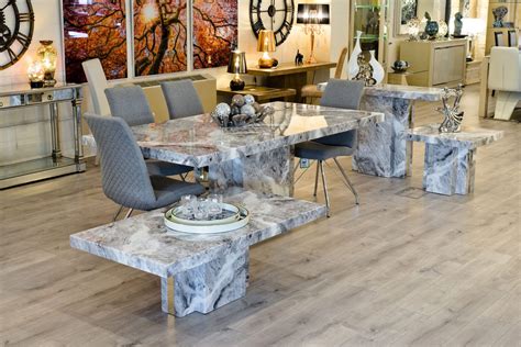 Newcastle Grey Marble Dining Table