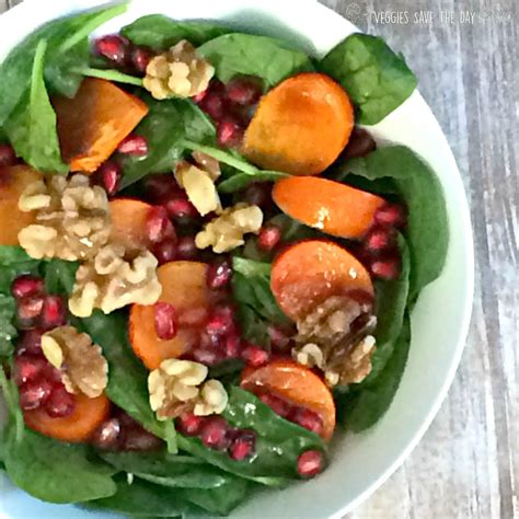 Spinach And Persimmon Salad Persimmon Recipes Vegan Salad Recipes
