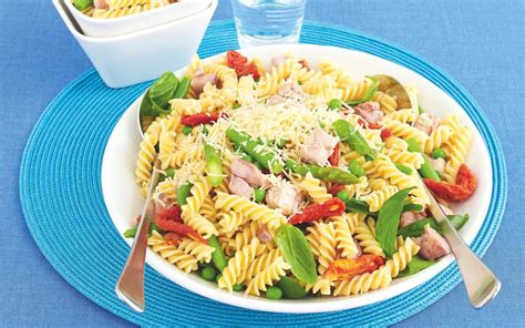 Stir in cooked pasta, chicken, dressing and tomatoes. Chicken primavera recipe | FOOD TO LOVE