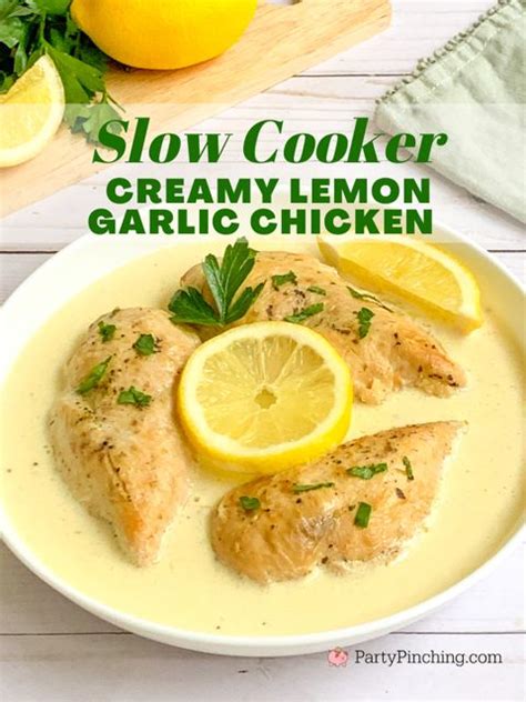 Slow Cooker Creamy Lemon Garlic Chicken Best Easy Crock Pot Chicken