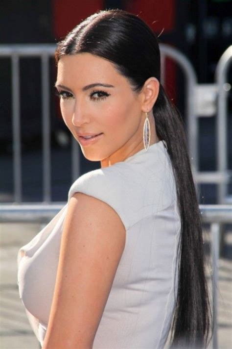 Kim Kardashian Sleek Ponytail Celebrity Hairstyles Low Ponytail