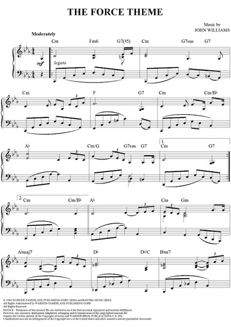 Star wars medley piano sheet music free download star wars medley 2nd e flat alto saxophone. The Force Theme | Star wars sheet music, Star wars music, Sheet music