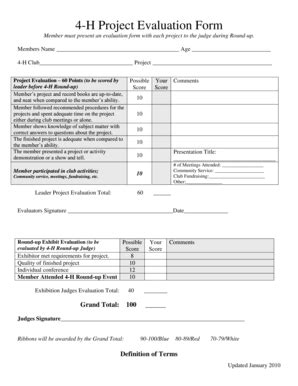 Fillable Online extension psu 4-H Project Evaluation Form - Penn State Extension - extension psu ...