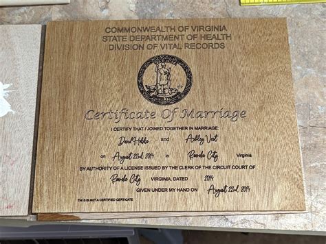 virginia marriage certificate engraving — virginia engraving company