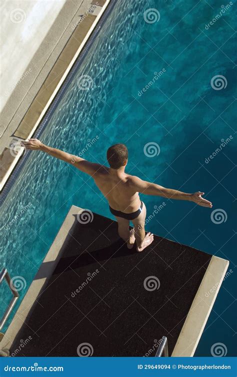 Swimmer Ready To Dive Into The Pool Stock Photo Image Of Lifestyle