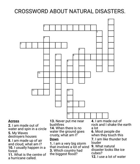 Crossword About Natural Disasters Wordmint