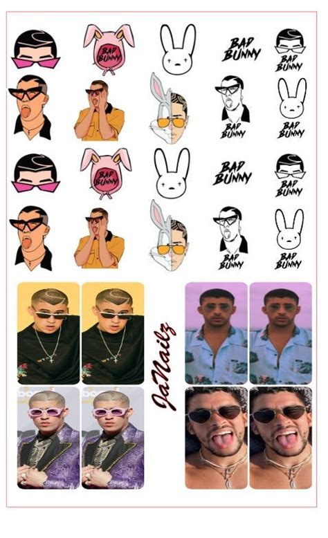 Bad Bunny Waterslide Nail Decals Etsy