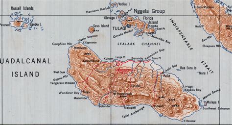 Guadalcanal Solomon Islands Topographical Map Battle Archives