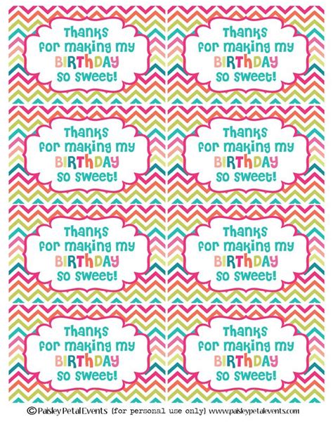 Thank you for your patience and understanding; free printable birthday tags | Classroom birthday treats ...