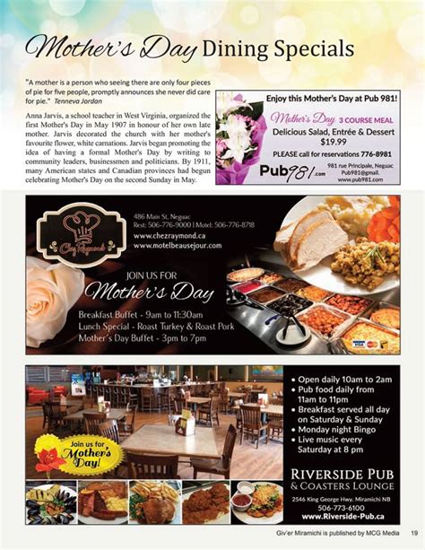 restaurant specials for mother s day giver on the river