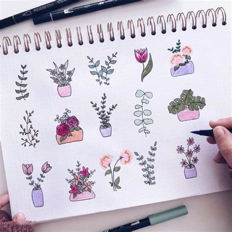 Bullet Journal • Watercolor On Instagram “🌿🌷 Botanical Doodles 🌷🌿