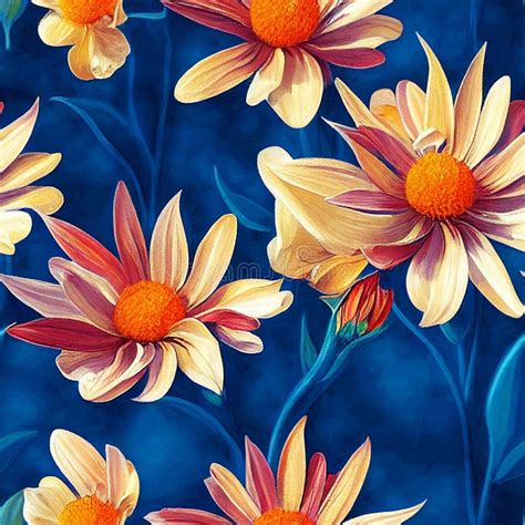 Ai Generated Illustration Of A Vibrant Floral Seamless Pattern Tile