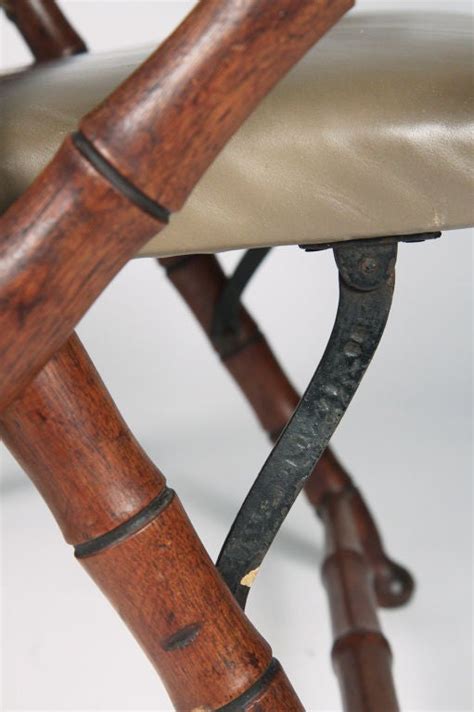 Habitat padded faux leather folding office chair. English Folding Leather Campaign Chair For Sale at 1stdibs