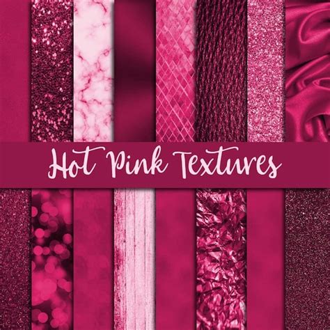Hot Pink Textures Fuchsia Backgrounds Fuschia Glitter Digital Paper