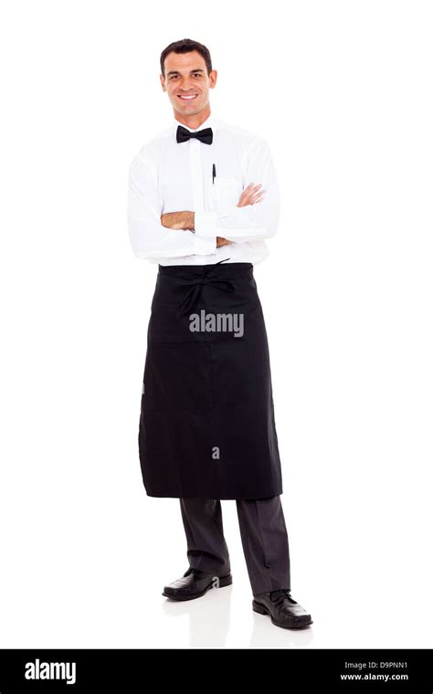 Restaurant Waiter Full Length Portrait On White Stock Photo Alamy