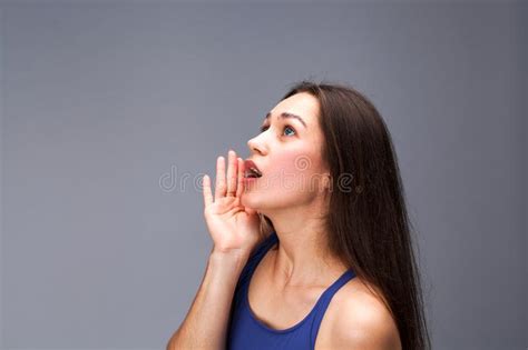Close Up Screaming Brunette Woman Stock Photo Image Of Calling