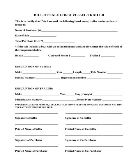 Free Sample Boat Bill Of Sale Forms In Pdf Ms Word