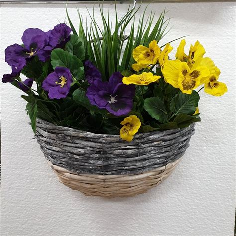 Artificial Silk Wall Pansy Basket Just Artificial