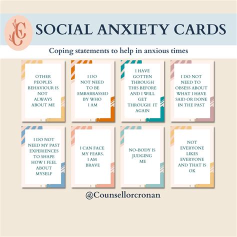 Social Anxiety Coping Statement Cards Therapy Tools Therapy Etsy Canada