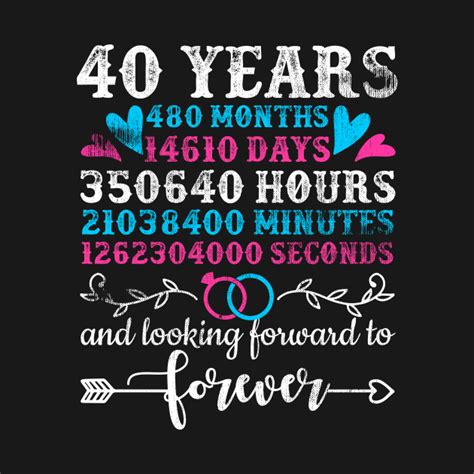 40 Wedding Anniversary 40 Years Marriage Couple T 40 Years Marriage T T Shirt Teepublic